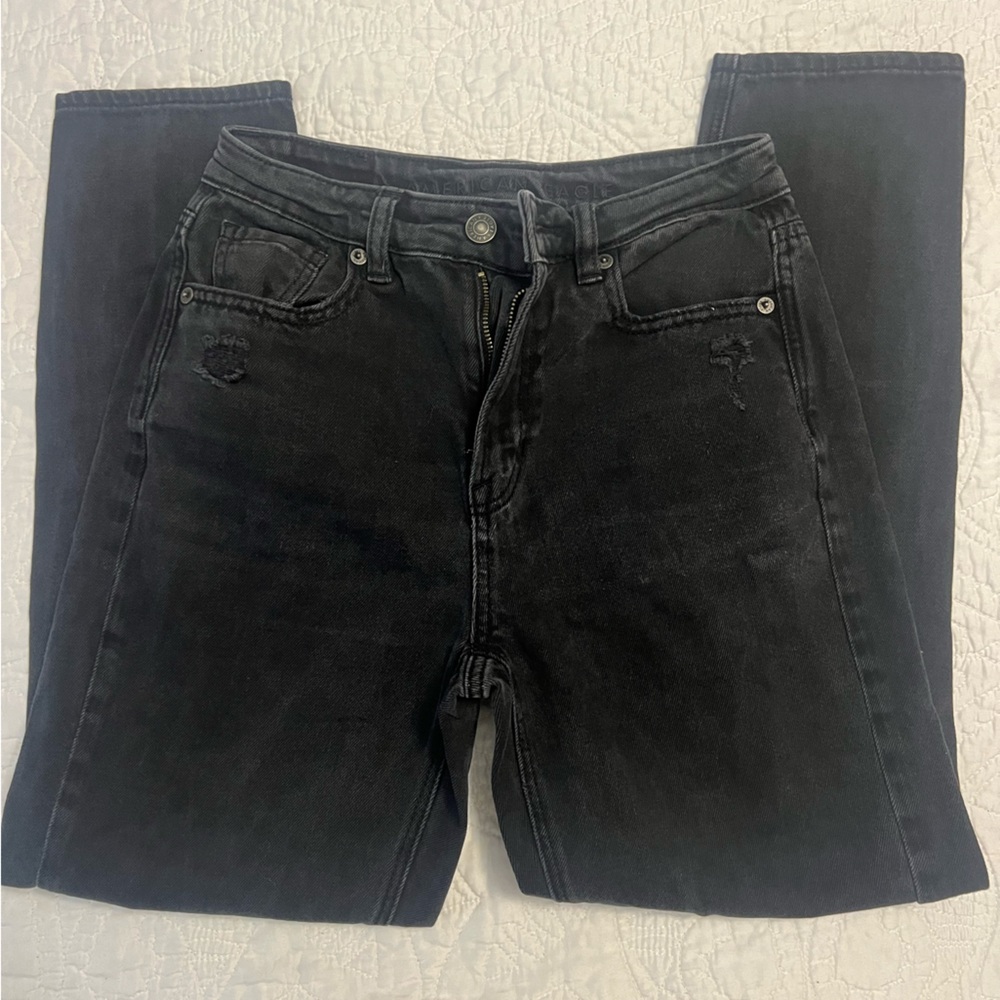 AE Distressed Mom Jeans